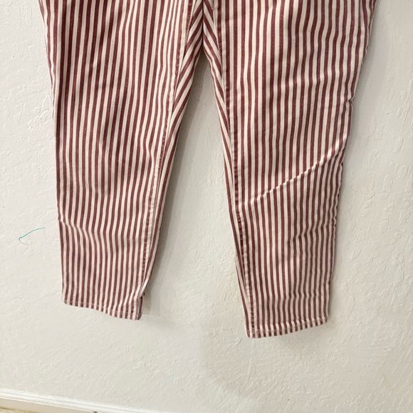 Madewell Luca Stripe Red White High Rise Slim Crop Boy Jean 25 - Picture 6 of 8